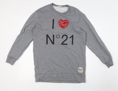No 21 Womens Grey Cotton Pullover Sweatshirt Size 14 - I Love No 21