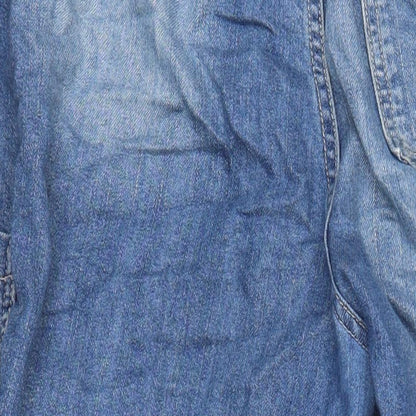 Womens UK Size L H&M Relaxed Fit Cropped Blue Jeans