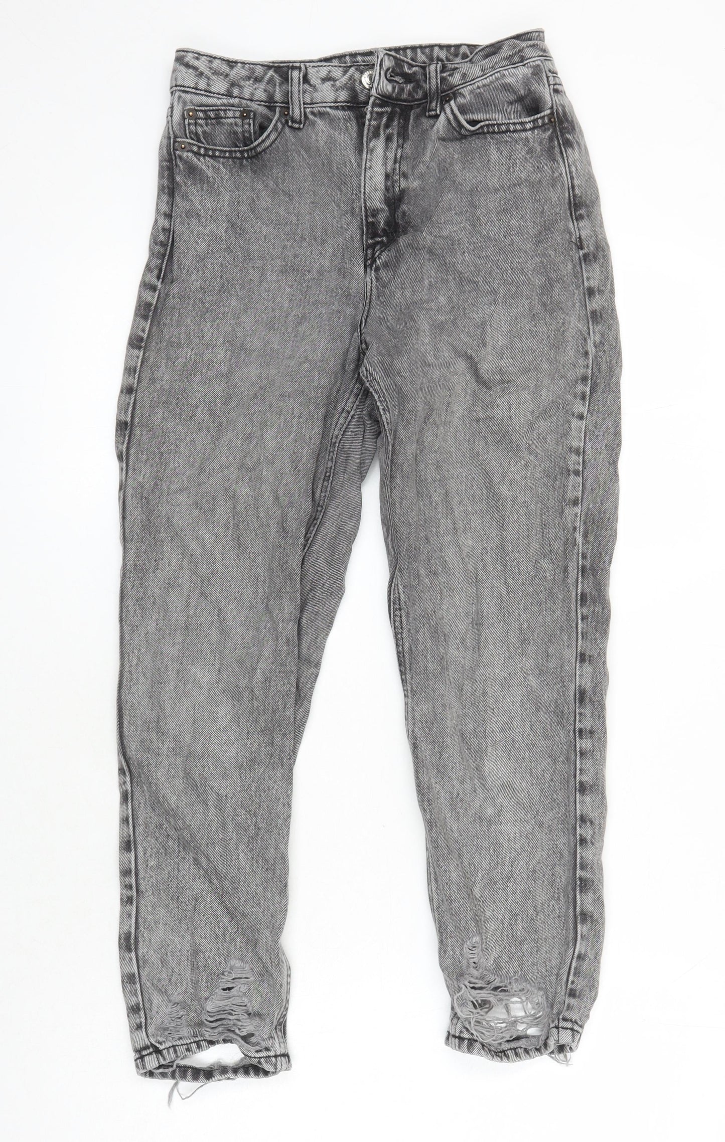 Topshop Womens Green Herringbone Cotton Skinny Jeans Size 26 in L23 in Regular - Distressed Hems