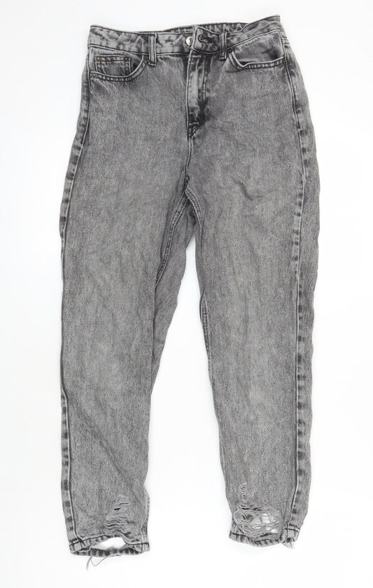 Topshop Womens Green Herringbone Cotton Skinny Jeans Size 26 in L23 in Regular - Distressed Hems