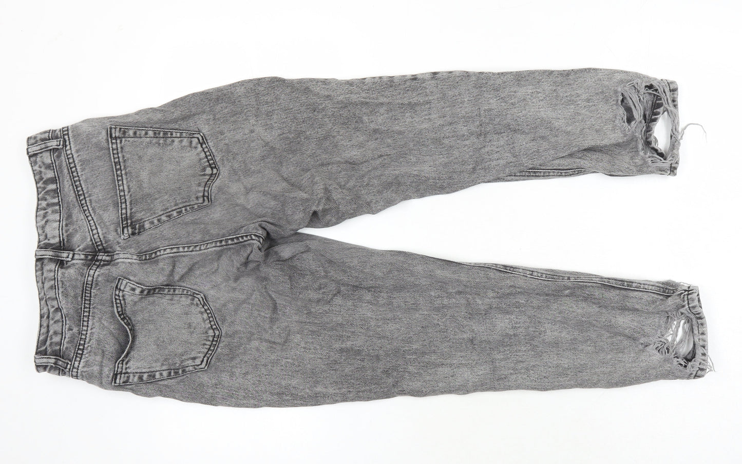 Topshop Womens Green Herringbone Cotton Skinny Jeans Size 26 in L23 in Regular - Distressed Hems