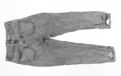 Topshop Womens Green Herringbone Cotton Skinny Jeans Size 26 in L23 in Regular - Distressed Hems