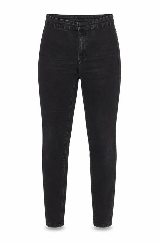 Front view of Denim Co women’s black cotton jegging jeans, size UK 14, 25-inch leg regular