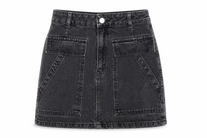 Topshop Womens Black Herringbone Cotton Mini Skirt Size 6