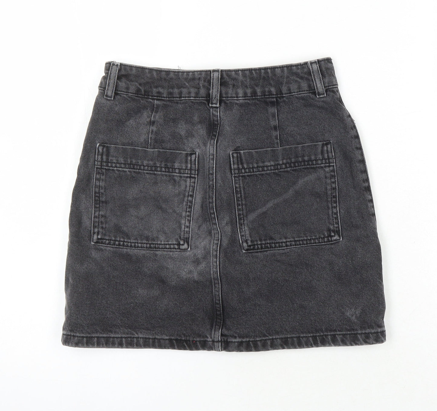Top Shop Womens Black Herringbone Cotton Mini Skirt Size 6