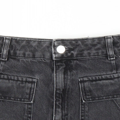 Top Shop Womens Black Herringbone Cotton Mini Skirt Size 6