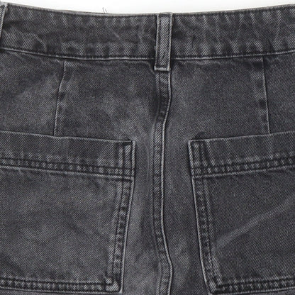 Top Shop Womens Black Herringbone Cotton Mini Skirt Size 6
