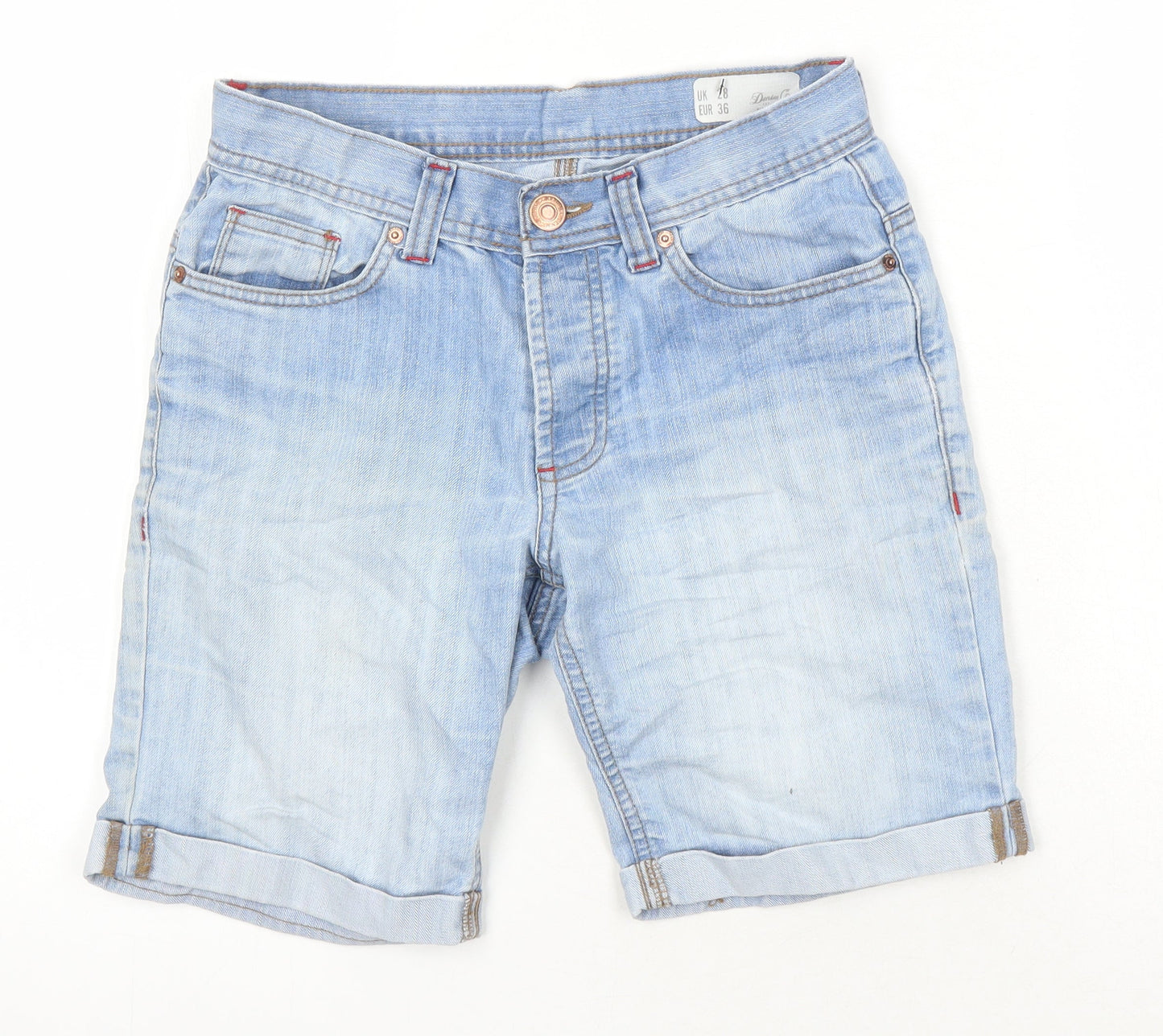 Denim Co Womens Blue Cotton Boyfriend Shorts Size 28 Regular