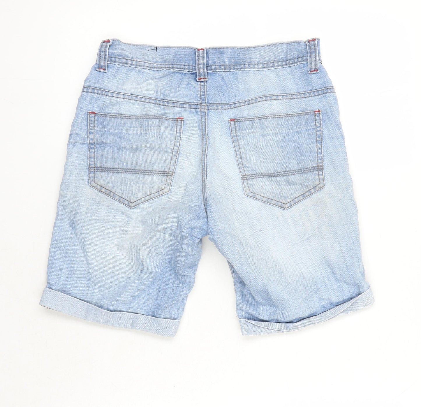 Denim Co Womens Blue Cotton Boyfriend Shorts Size 28 Regular