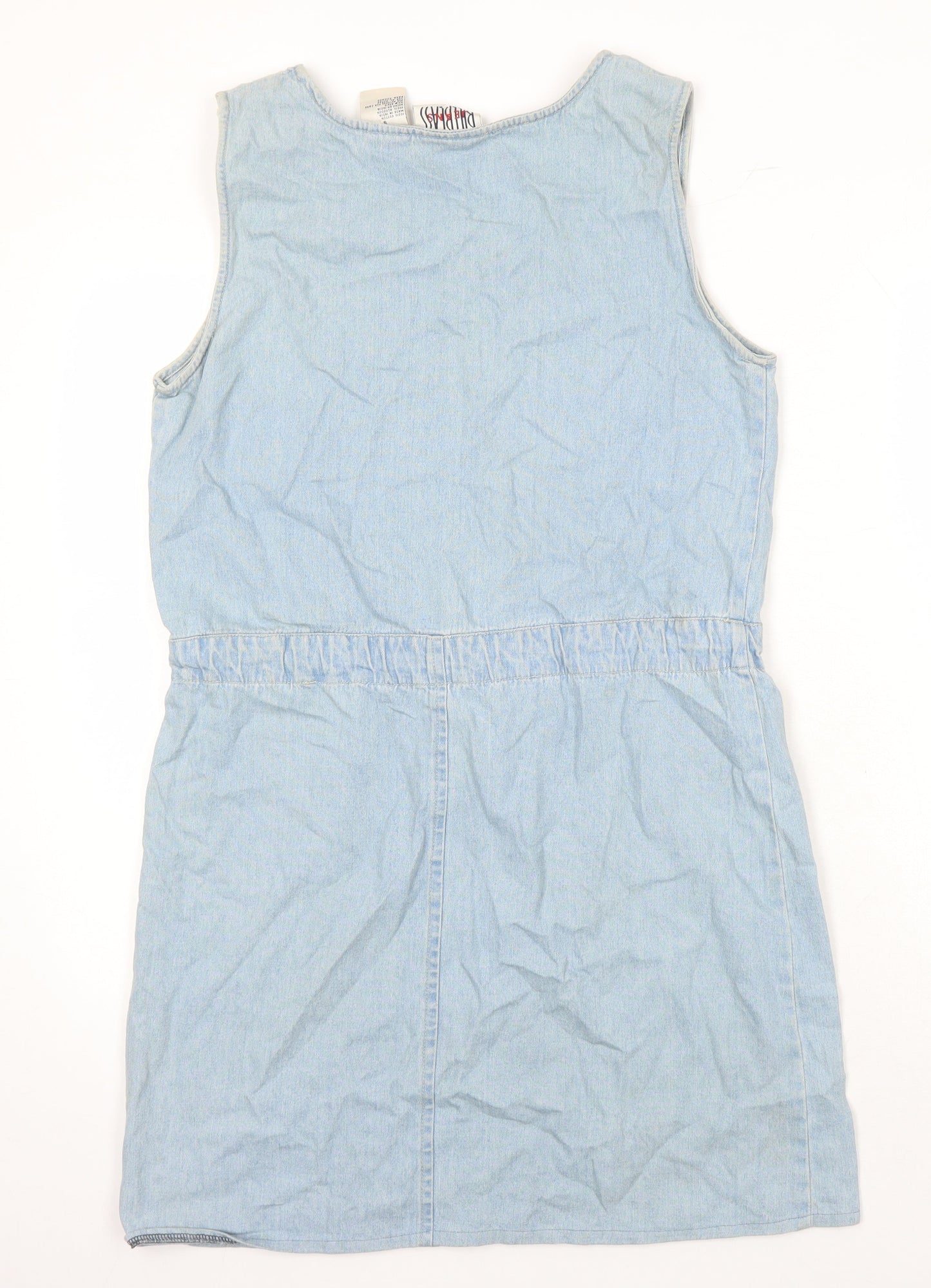 Bill Blass Womens Blue 100% Cotton Pencil Dress Size S Boat Neck - Distressed Look