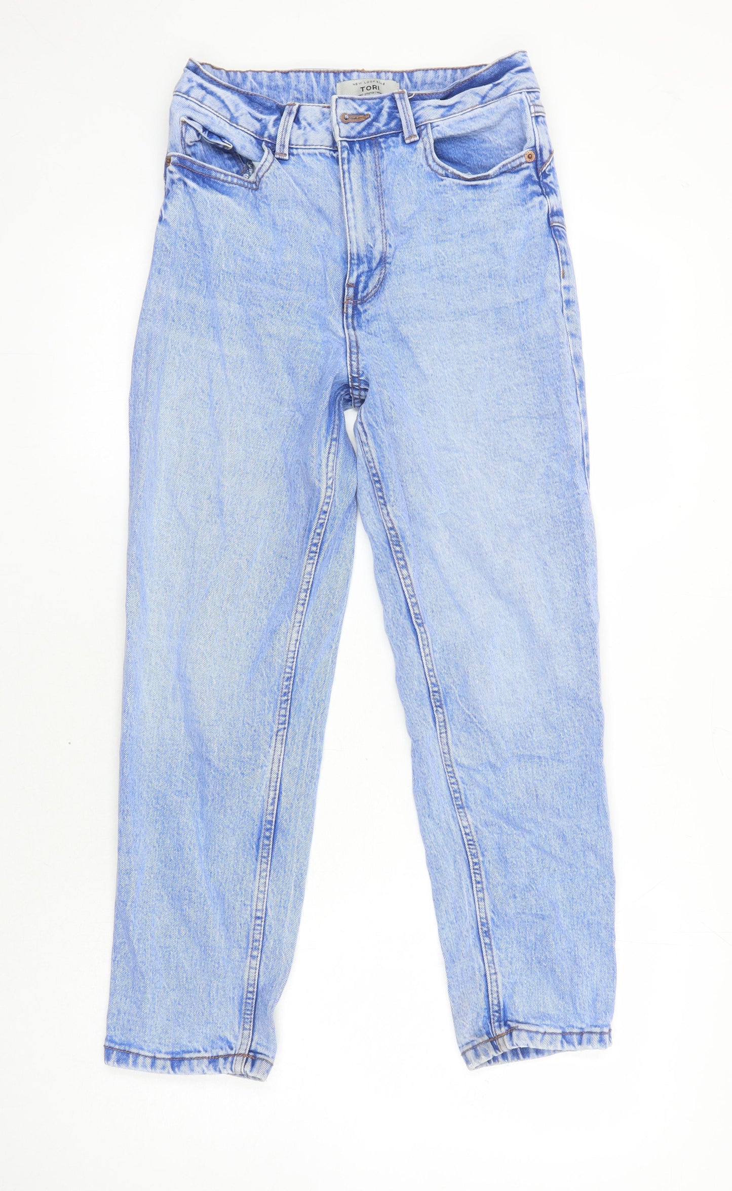 New Look Womens Blue Cotton Mom Jeans Size 8 L25 in Regular