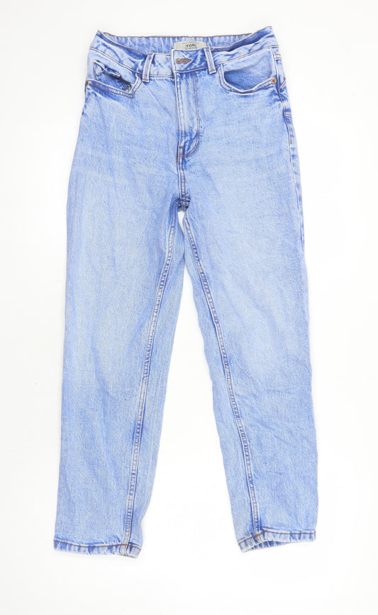 New Look Womens Blue Cotton Mom Jeans Size 8 L25 in Regular