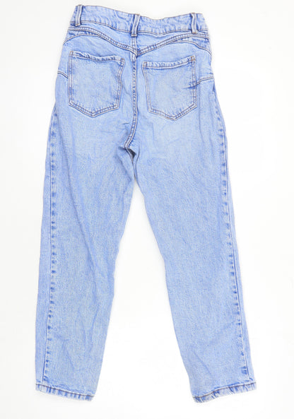 New Look Womens Blue Cotton Mom Jeans Size 8 L25 in Regular
