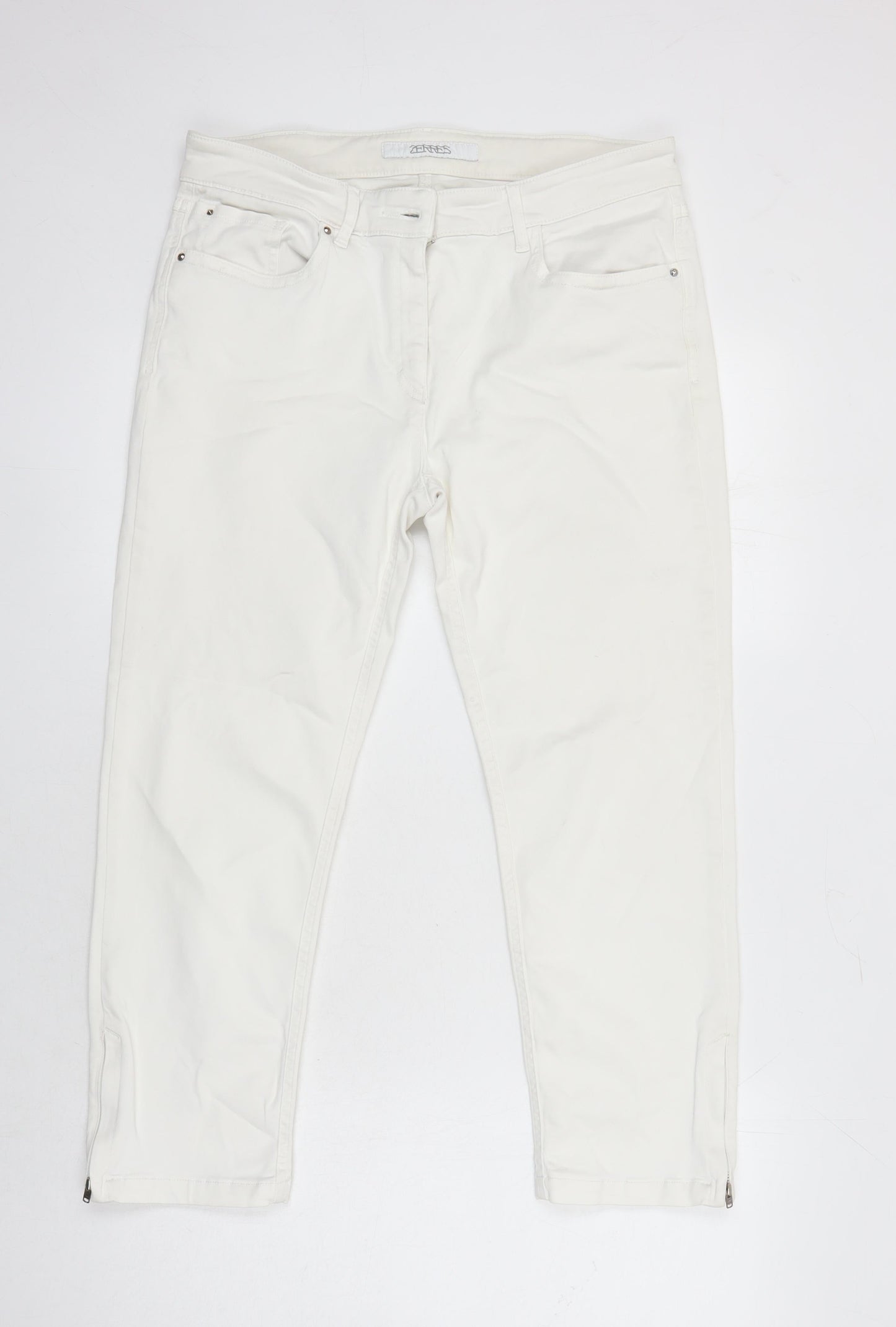 ZERRES Womens Ivory Cotton Skinny Jeans Size 16 L23 in Regular