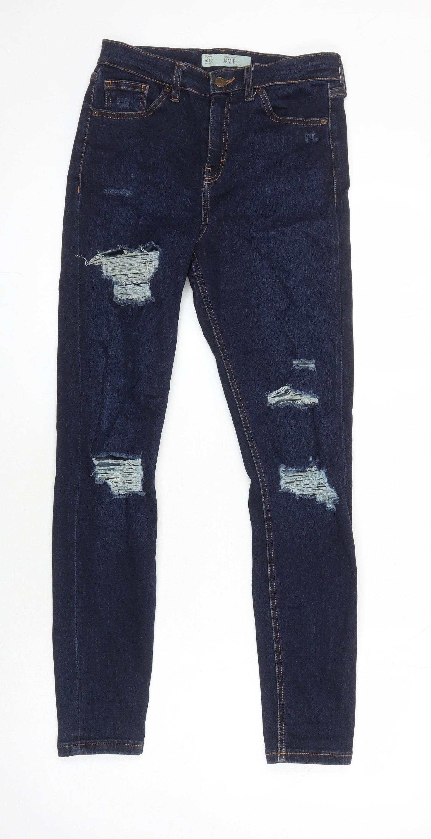 Topshop Womens Black Cotton Skinny Jeans Size 28 in L27 in Regular