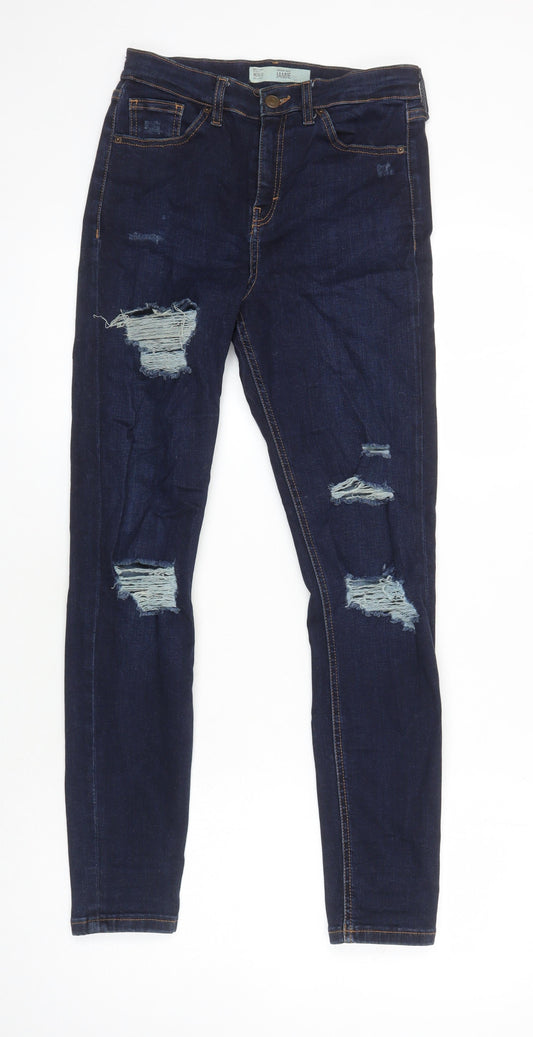 Topshop Womens Black Cotton Skinny Jeans Size 28 in L27 in Regular