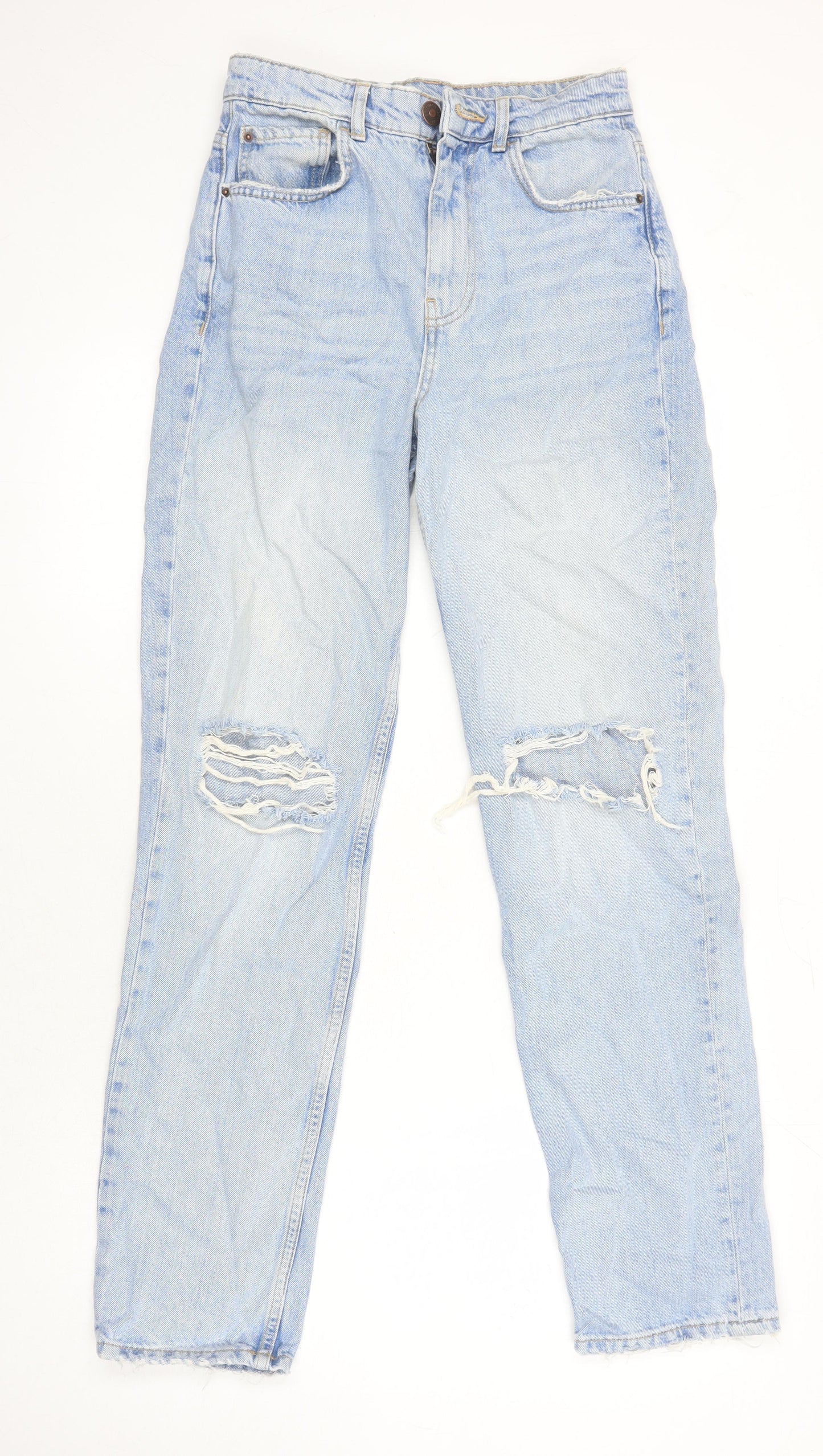 George Womens Blue Cotton Mom Jeans Size 8 L29 in Regular