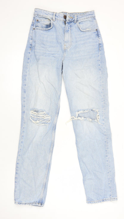 George Womens Blue Cotton Mom Jeans Size 8 L29 in Regular