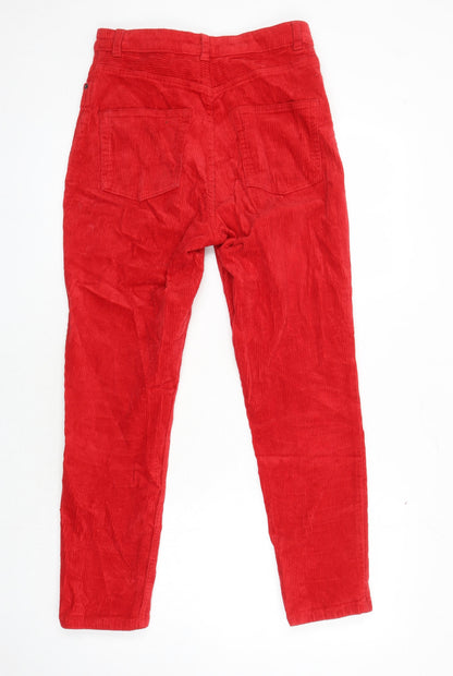 Monkl Womens Red Cotton Skinny Jeans Size 10 L26.5 in Regular - Corduroy