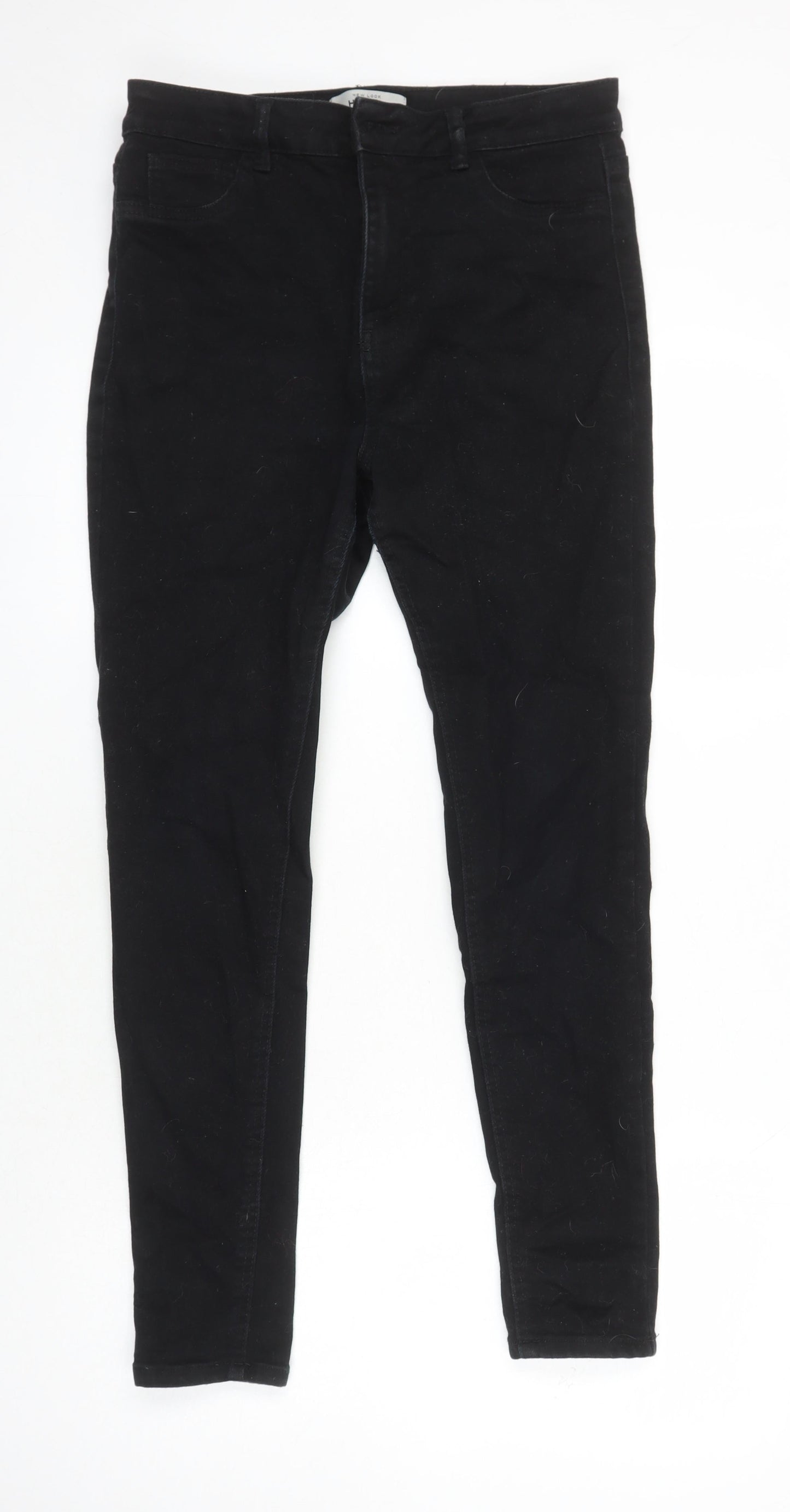 New Look Womens Black Cotton Skinny Jeans Size 14 L26 in Regular