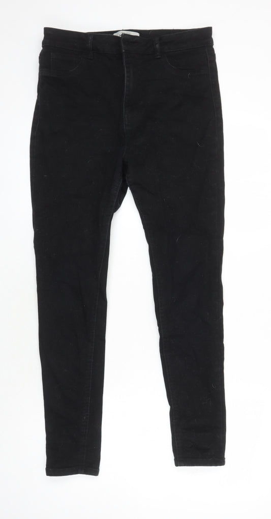 New Look Womens Black Cotton Skinny Jeans Size 14 L26 in Regular
