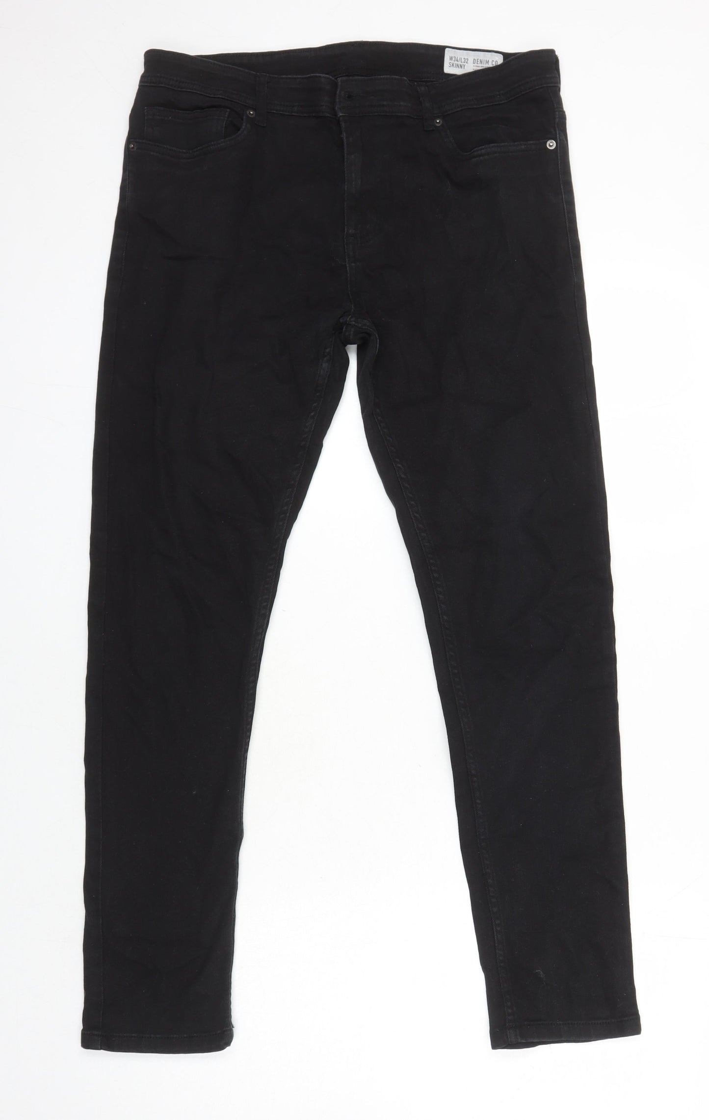 Denim Co Womens Black Herringbone Cotton Mom Jeans Size 34 in L28 in Regular