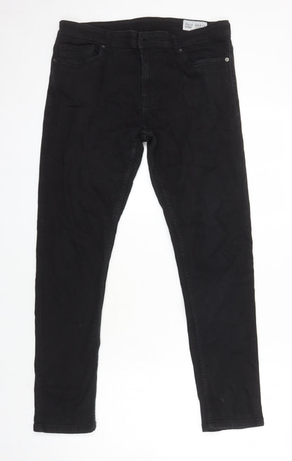 Denim Co Womens Black Herringbone Cotton Mom Jeans Size 34 in L28 in Regular