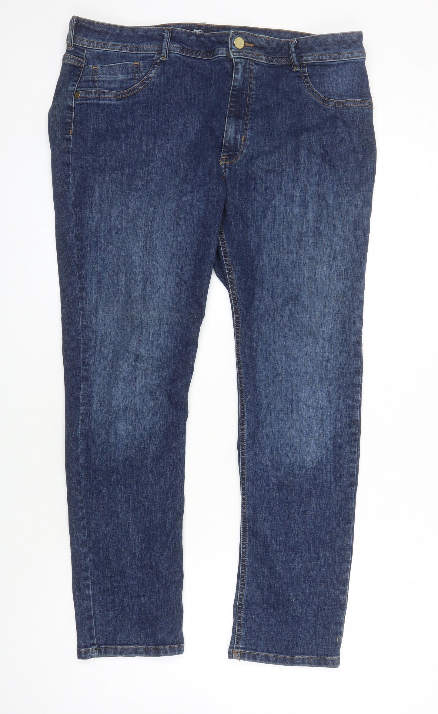 Harris Womens Blue Cotton Straight Jeans Size 18 L27 in Regular
