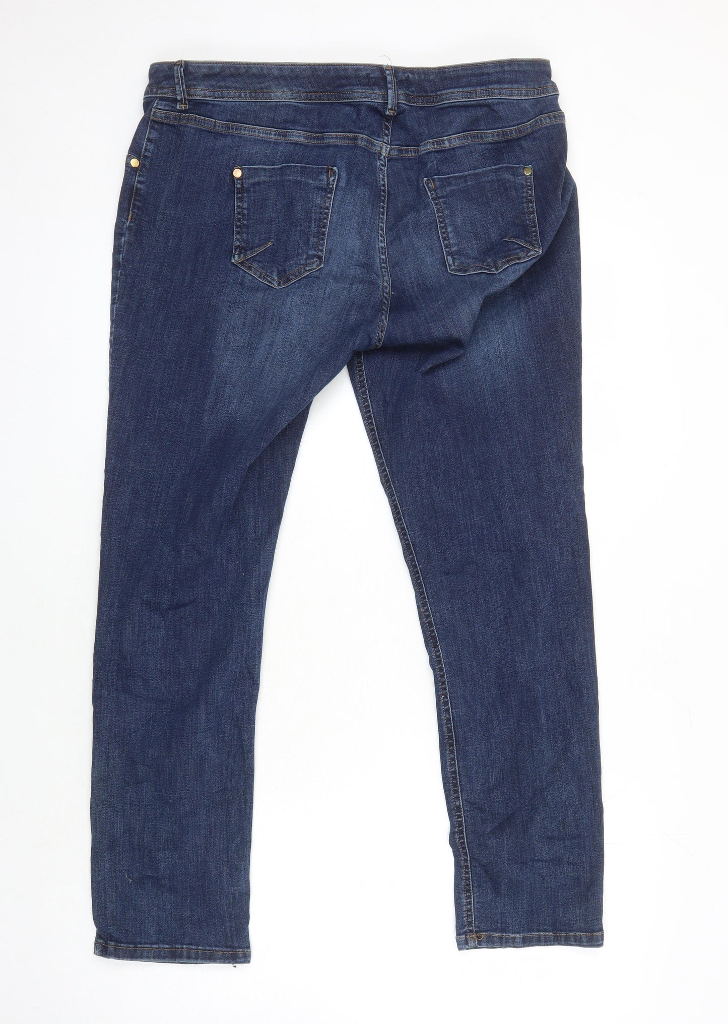 Harris Womens Blue Cotton Straight Jeans Size 18 L27 in Regular