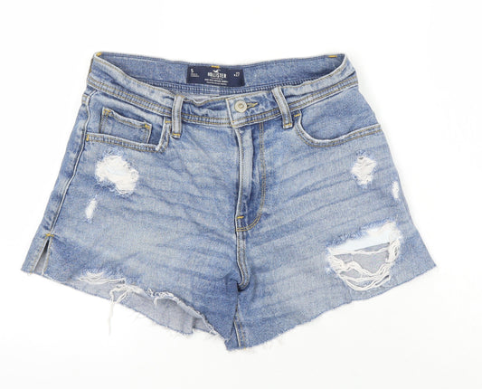 Hollister Womens Blue 100% Cotton Hot Pants Shorts Size 27 in Regular - Distressed Look