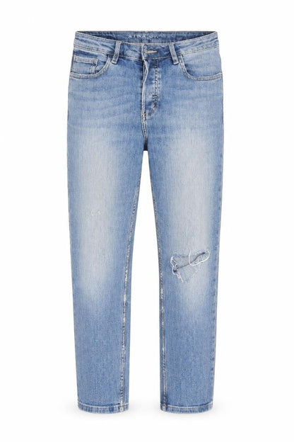Marks & Spencer Womens Blue Cotton Straight Jeans Size 10 L22 in Regular