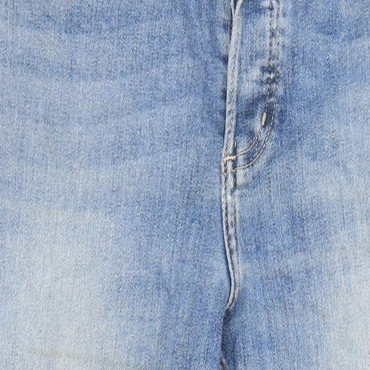 M&S Womens Blue Cotton Straight Jeans Size 10 L22 in Regular