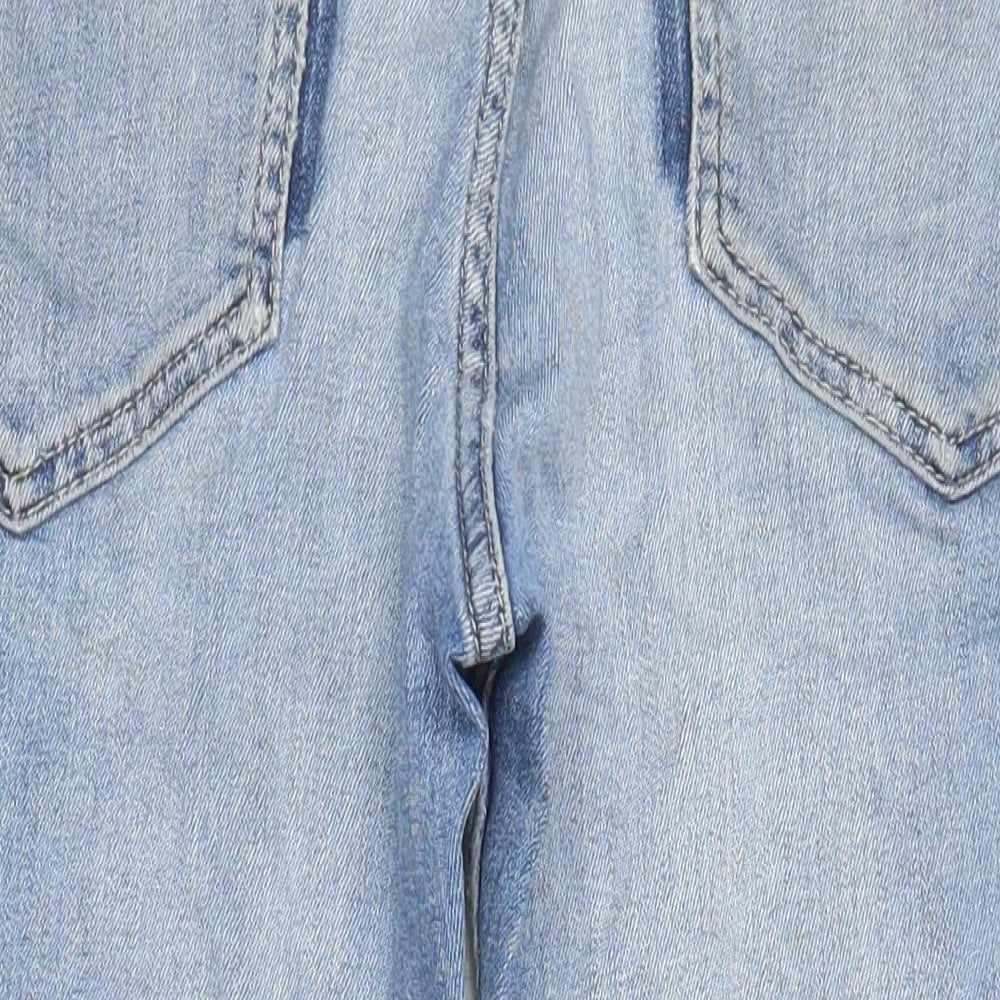 M&S Womens Blue Cotton Straight Jeans Size 10 L22 in Regular
