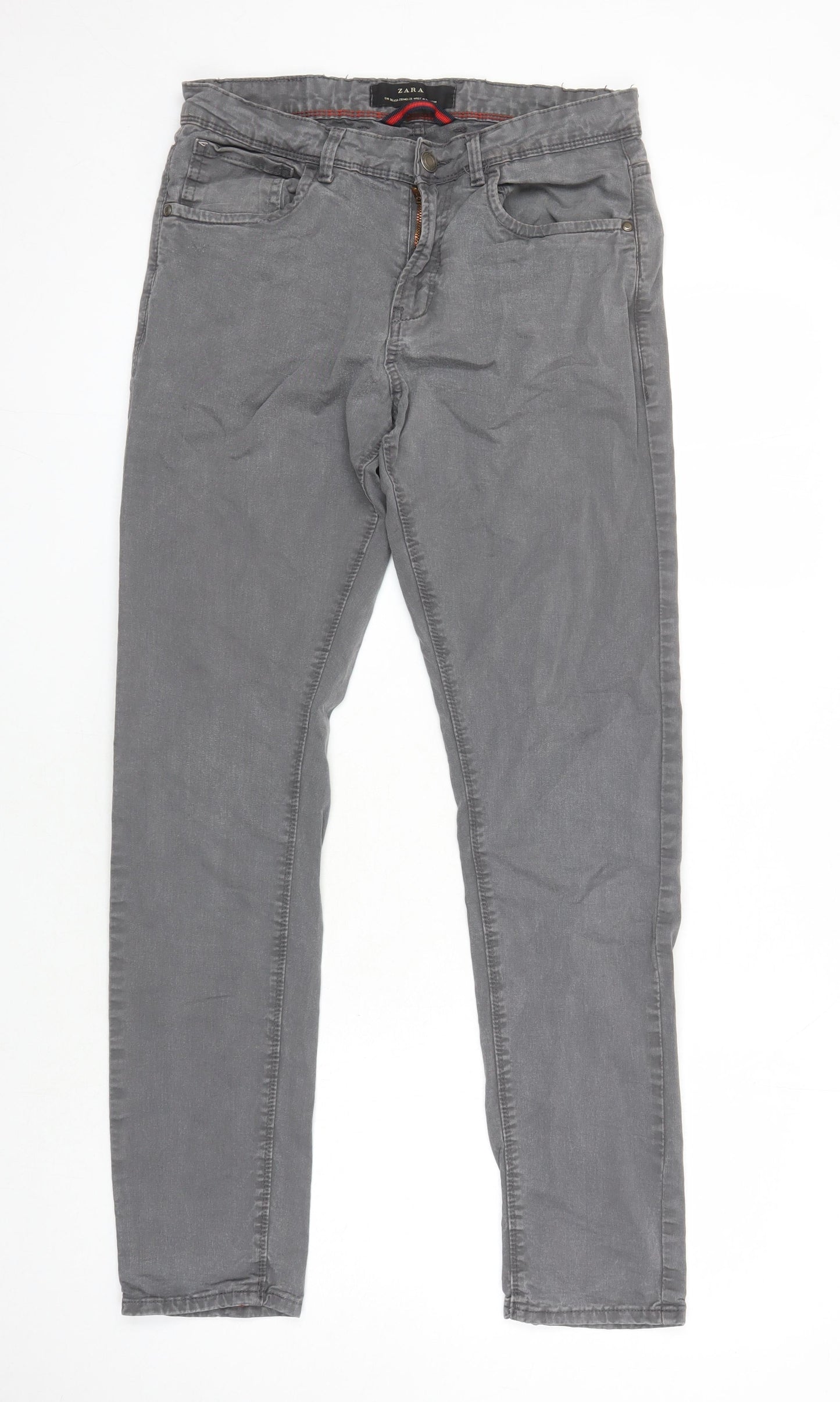 Zara Womens Grey Herringbone Cotton Jegging Jeans Size 8 L28 in Regular