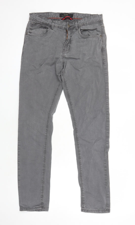 Zara Womens Grey Herringbone Cotton Jegging Jeans Size 8 L28 in Regular