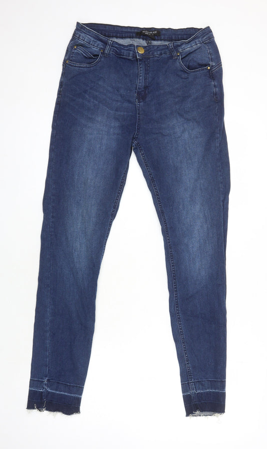 Select Womens Blue Cotton Skinny Jeans Size 16 L29 in Regular - Distressed Hems