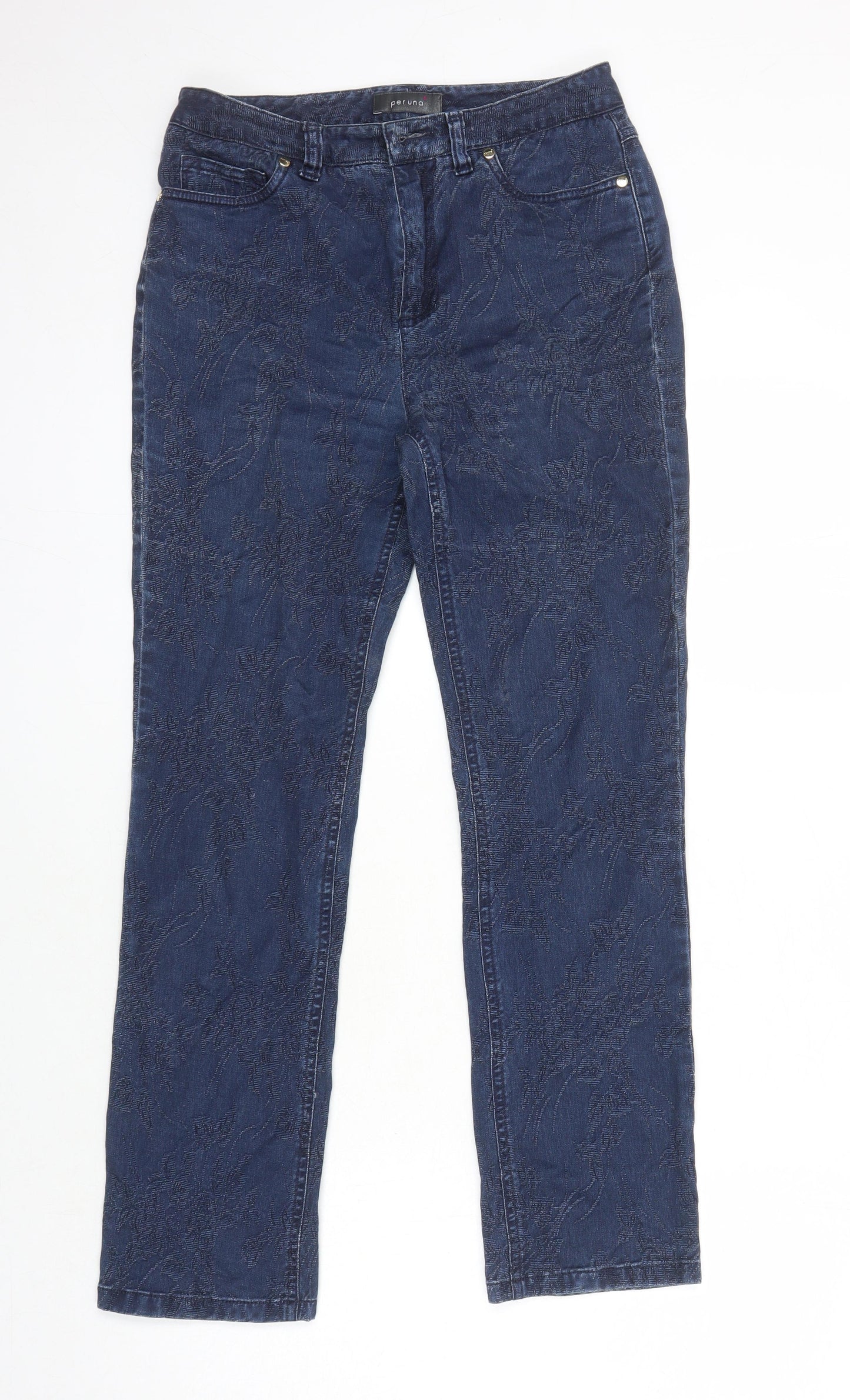 M&S Womens Blue Cotton Straight Jeans Size 8 L25 in Regular