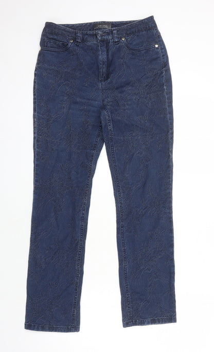 M&S Womens Blue Cotton Straight Jeans Size 8 L25 in Regular