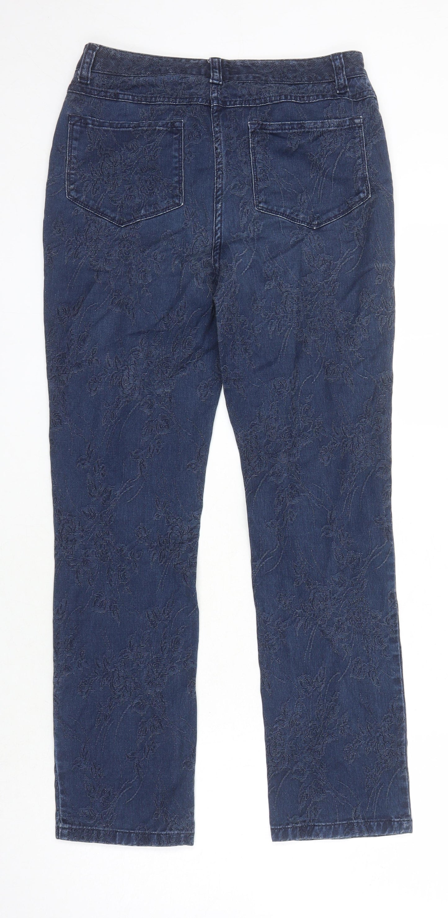 M&S Womens Blue Cotton Straight Jeans Size 8 L25 in Regular