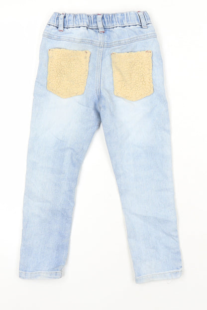 Breakers Girls Blue Ikat 100% Cotton Straight Jeans Size 4 Years Regular - Pockets