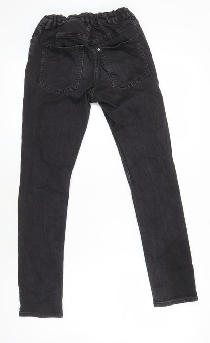 H&M Girls Black 100% Cotton Skinny Jeans Size 13-14 Years L26 in Regular - Elasticated Waist