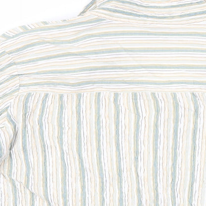 EWM Womens Green Striped Cotton Basic Button-Up Size 22 Collared