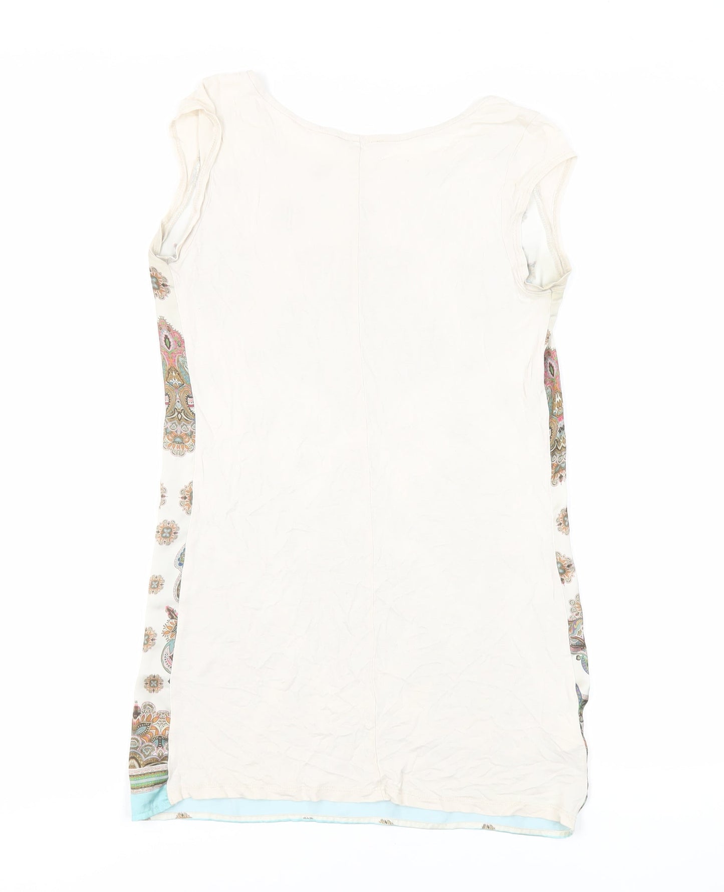 Promod Womens Ivory Paisley Polyester Basic Blouse Size S Round Neck