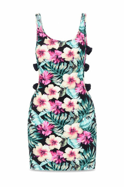 ASOS Womens Multicoloured Floral Cotton Bodycon Size 8 Round Neck Pullover - Bow Detail