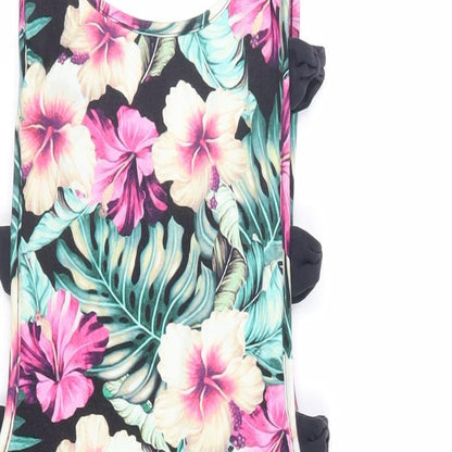 ASOS Womens Multicoloured Floral Cotton Bodycon Size 8 Round Neck Pullover - Bow Detail
