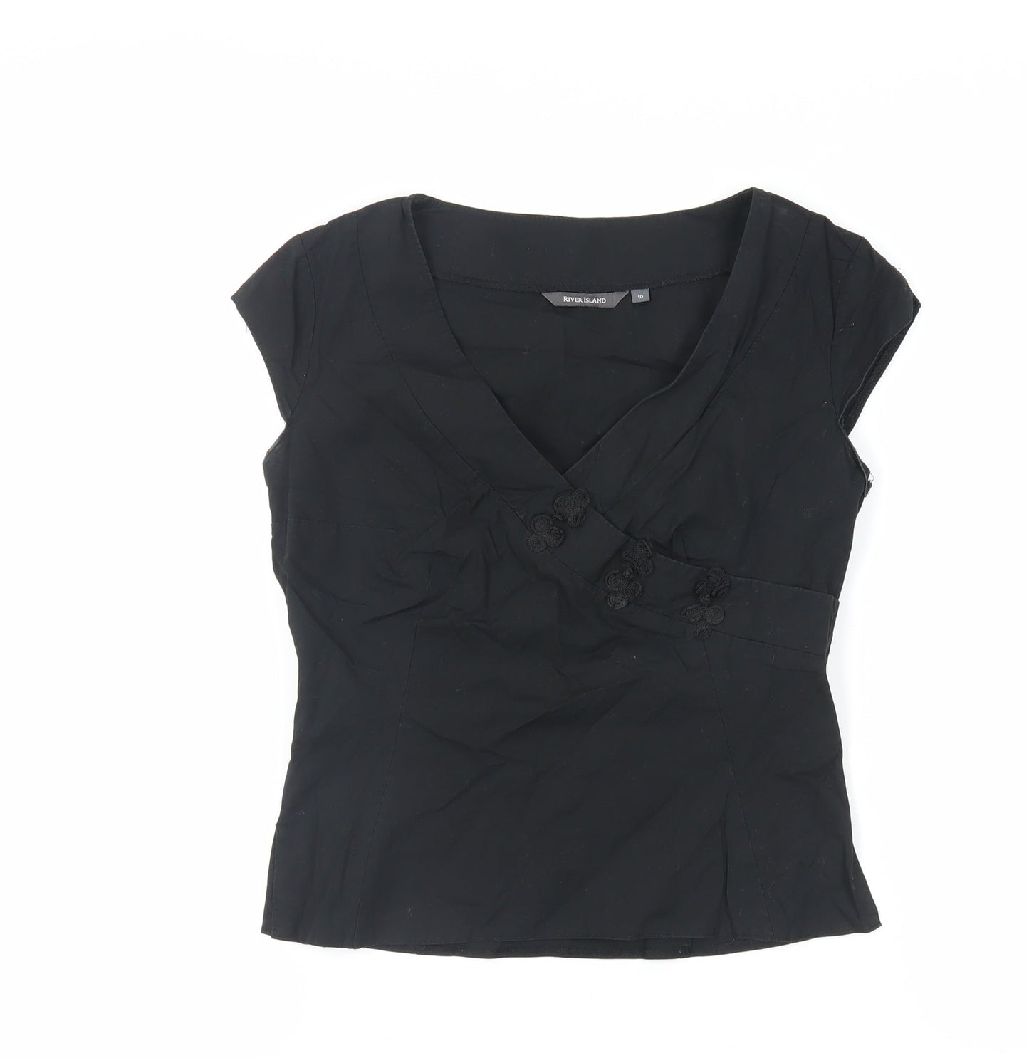 Womens UK Size 10 River Island Black Basic Blouse