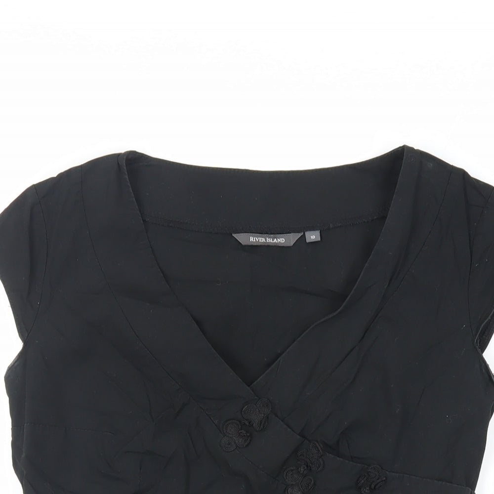 Womens UK Size 10 River Island Black Basic Blouse