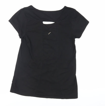 LA Gear Womens Black Polyester Pullover T-Shirt Size S Boat Neck Pullover - Gym Running Pilates Workout