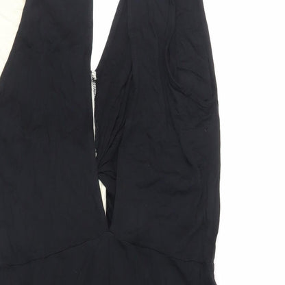 ASOS Womens Black Colourblock Viscose Bodycon Size 10 V-Neck Button - Cut Out Back Detail