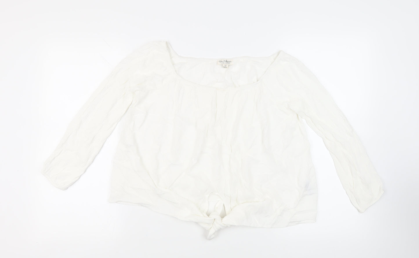 Miss Selfridge Womens White Viscose Basic Blouse Size 10 Off the Shoulder - Tie Front